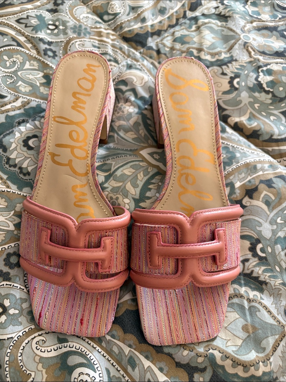 Sam Edelman Pink Multistripe Slip-On Mules Size 7.5 never worn